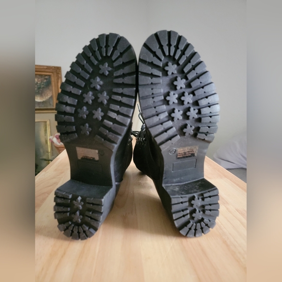 Olivia Miller Faux Leather Black Studded Lace-up Combat Boot - Picture 6 of 6